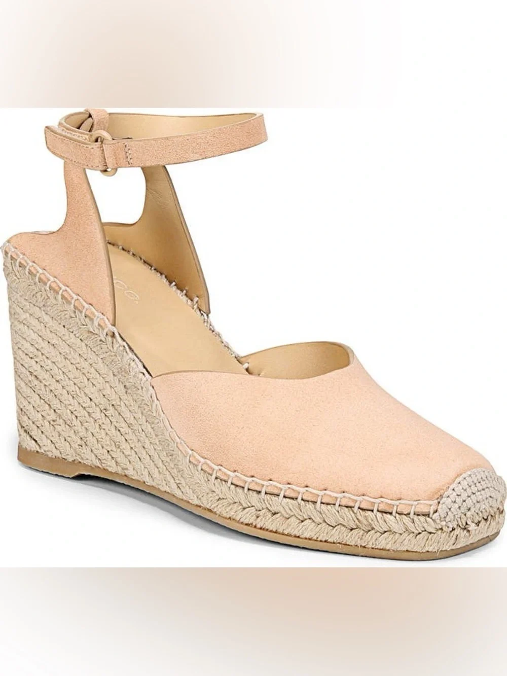 New Vince Cecilia Ankle Strap Espadrille Wedge Beige Suede Sz 9